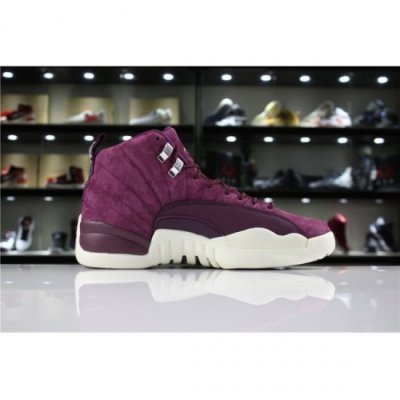 Nike Air Jordan 12 Bordo / Metal Gümüş Basketbol Ayakkabısı Türkiye - WQQBUWFW